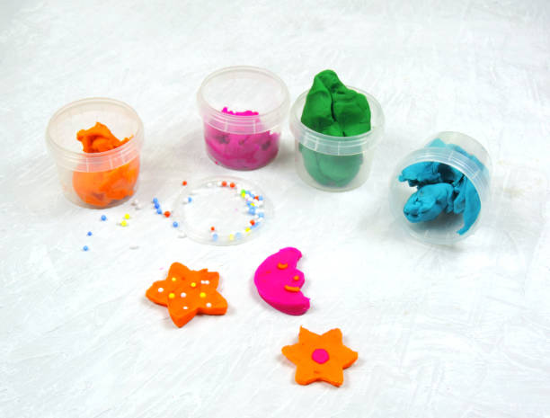 istock colored mass for modeling, for children's creativity, plasticine. children's Christmas crafts, selective focus 1287729765