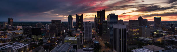 istock Aerial Panorama of Downtown Columbus at Twilight 1287731493