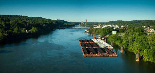 istock Coal Barge on Monongahela River - Aerial Panorama 1287731569