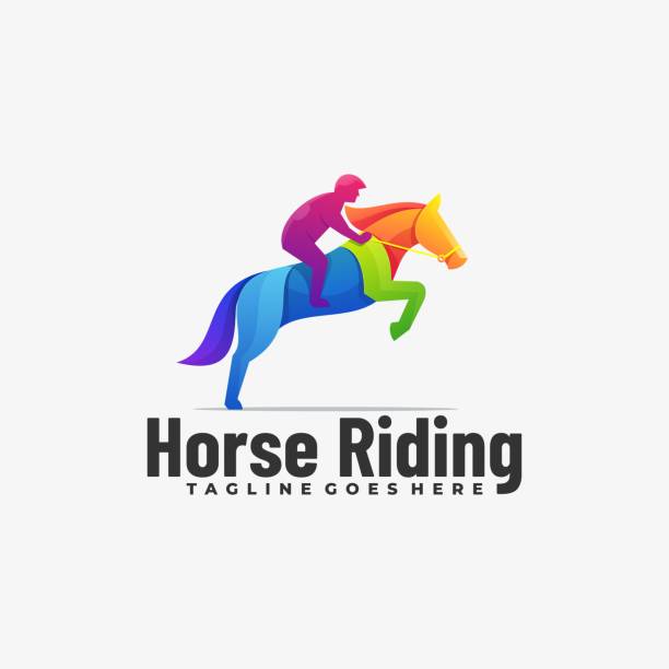 Vector Illustration Horse Riding Gradient Colorful Style. Vector Illustration Horse Riding Gradient Colorful Style. charismatic racehorse stock illustrations