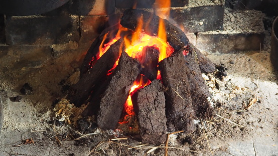 A peat fire demonstration at Gretna Green in Scotland on May 19, 2018.