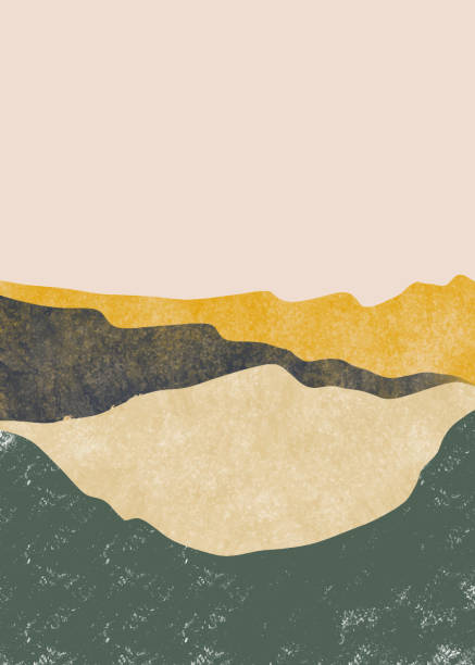 istock Abstract mountain landscape, japanese style. Minimalist design. Abstract water color for wall decoration, postcard or brochure design.vector illustration. 1287757057