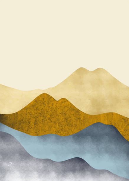 istock Abstract mountain landscape, Natural landscape background. Creative minimalist hand painted design for wall decoration, postcard or brochure design.vector illustration. 1287757373