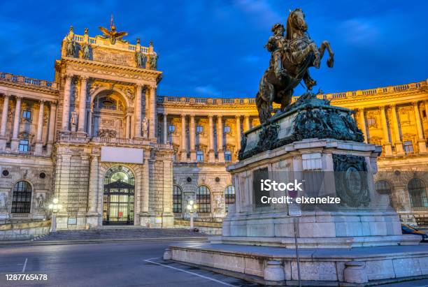 The Prinz Eugen Statue With Part Of The Hofburg Stock Photo - Download Image Now - The Hofburg Complex, Vienna - Austria, Heldenplatz