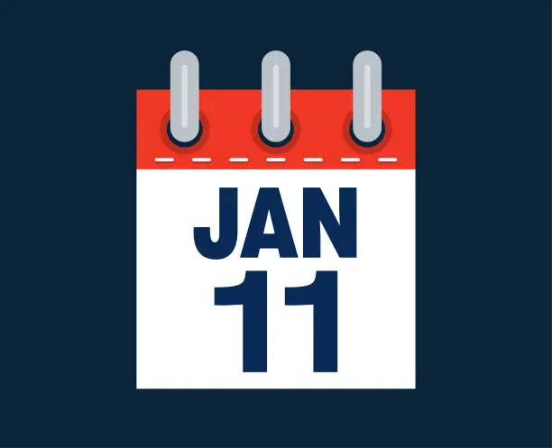 Vector illustration of January 11th calendar date of the month