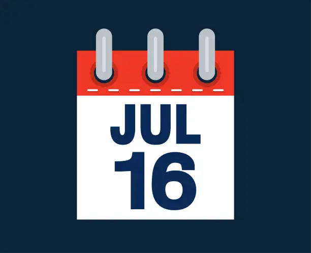 Vector illustration of July 16th calendar date of the month