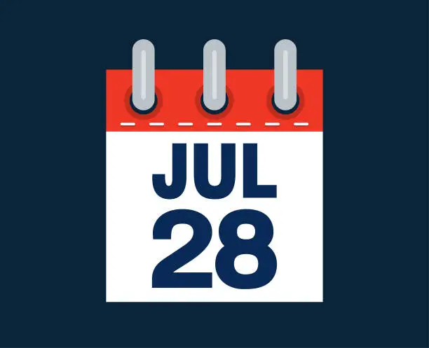 Vector illustration of July 28th calendar date of the month