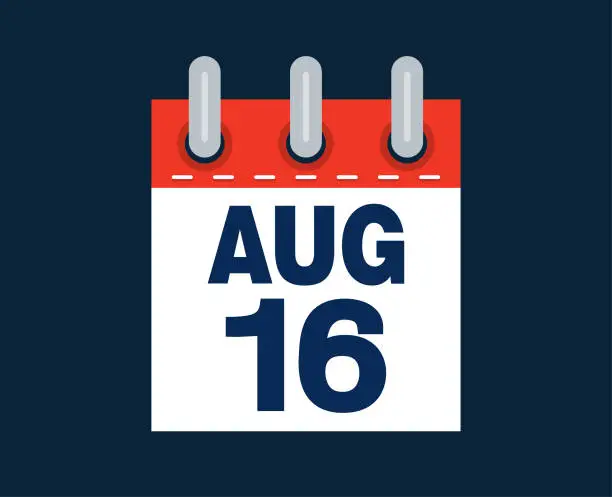 Vector illustration of August 16th calendar date of the month