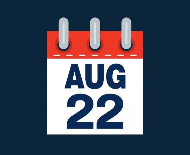 Vector illustration of August 22nd calendar date of the month