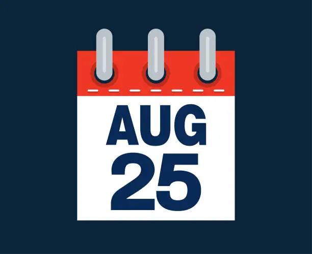 Vector illustration of August 25th calendar date of the month