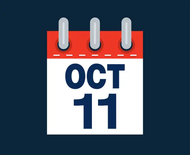 Vector illustration of October 11th calendar date of the month