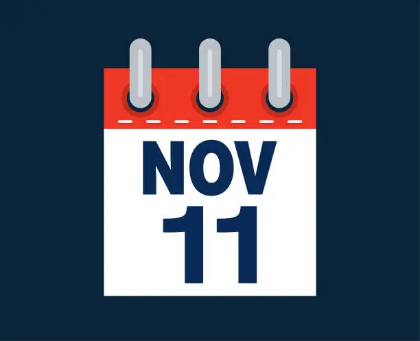 Vector illustration of November 11th calendar date of the month