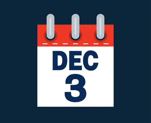 Vector illustration of December 3rd calendar date of the month