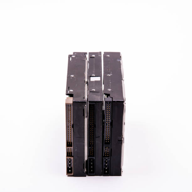 istock Hard drives control scheme for storing information on a white background, isolated, space for text, electronics 1287774954
