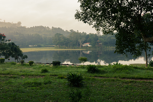 Scenic view of park and Yercaud lake which is one of the largest lakes in Tamil Nadu, India