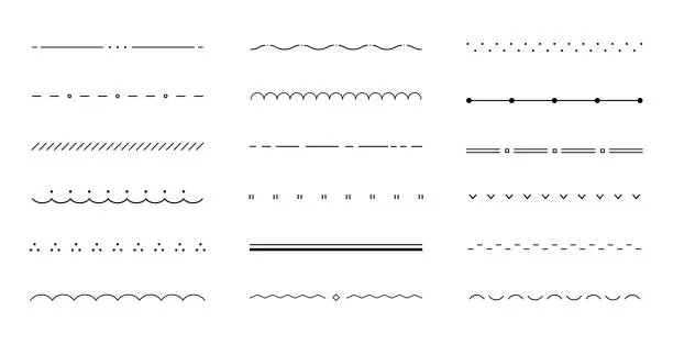 Vector illustration of A set of various flat and simple lines/borders/dividers