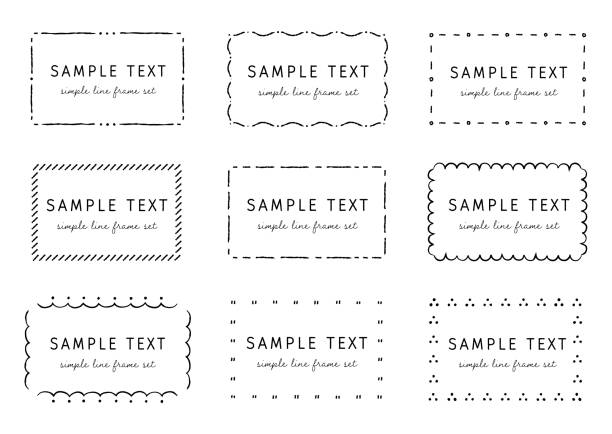 손으로 그린 라인 프레임 일러스트레이션 세트 - rectangular frame stock illustrations