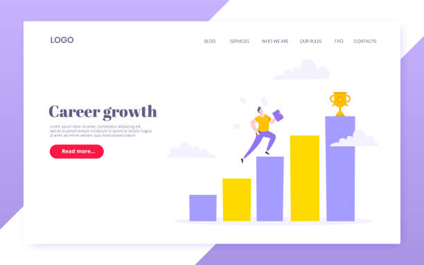 istock Career ladder climbing and goal achievement business concept flat style design vector illustration. 1287782898