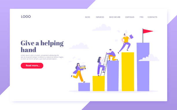 istock Career climbing and supporting with giving a helping hand business concept flat style design vector illustration. 1287783098