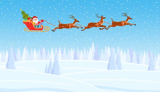 istock Illustration of Santa and Reindeer on the snow 1287783462
