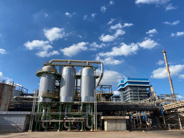 istock Evaporator plant for remove water from Black liquor in pulp mill 1287786527