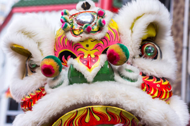baile tradicional del dragón durante la celebración del año nuevo lunar en chinatown en kobe, japón - chuo ward fotografías e imágenes de stock