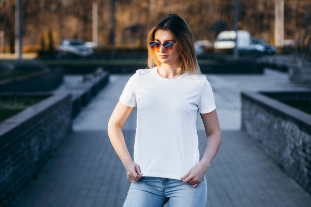 istock Young model girl in white t-shirt 1287795291