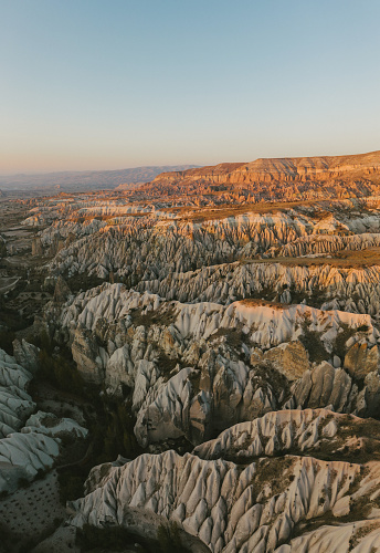 Scenic aerial view of valley in  Cappadocia