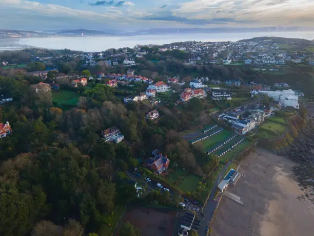 Overlooking Swansea Bay from Langland Bay Beach, including The Mumbles and Swansea coastlines. Interesting architecture in a up market area of Gower. A small green Welsh town surrounded by nature.