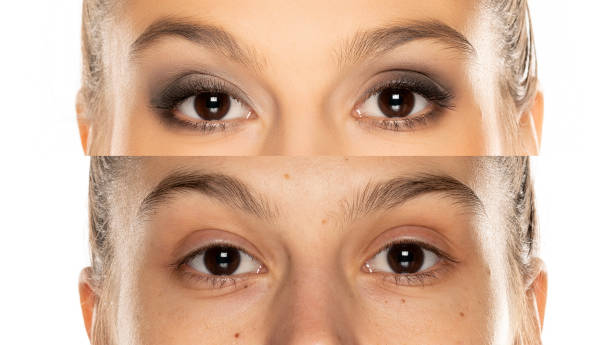 istock Comparison portrait of same woman before and after makeover 1287808346