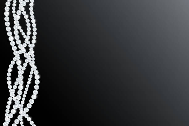 белые жемчужные нити на черном фоне. - black pearl pearl horizontal necklace stock illustrations