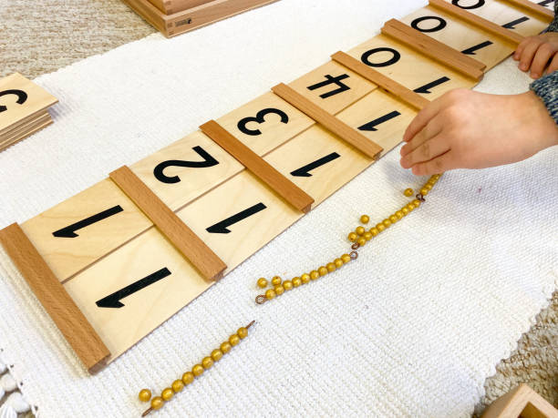 Montessori material blessing wood board 1 with golden material