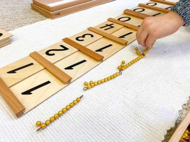 istock Montessori material blessing wood board 1 with golden material 1287816002
