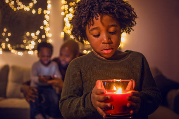 istock Beautiful Black boy at Christmas 1287817443