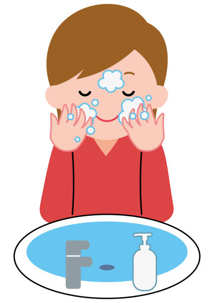 Woman Washing Face Stock Illustration - Download Image Now - Washing Face,  One Woman Only, Water - iStock