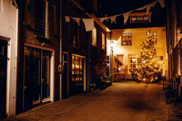 istock Christmas in the old town during a cold winter evening 1287824172
