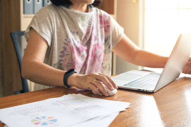 istock midium woman hand with computer mouse and keyboard at home office 1287827128
