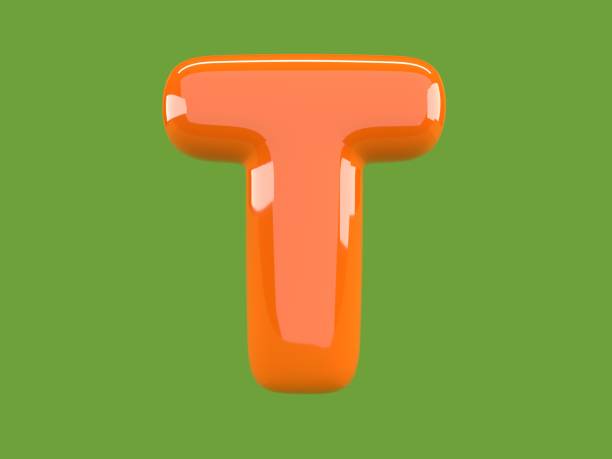istock Letter T written with a orange balloon 1287829446