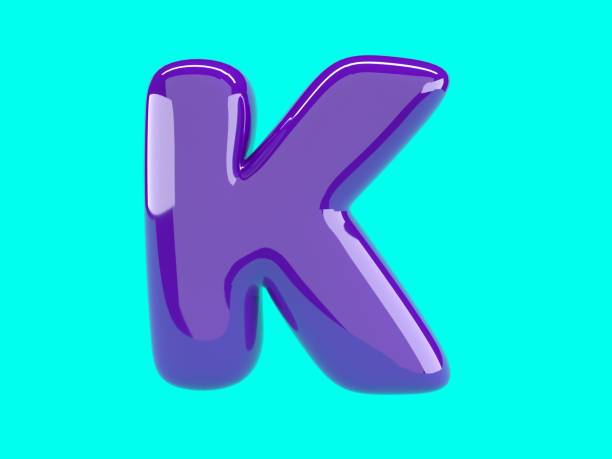 Letter K written with purple balloon