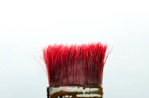 plan rapproché de poils rouges de brosse sur le fond blanc - retro revival manual worker textured effect ideas photos et images de collection