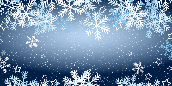 Christmas background with snowflakes of different sizes
