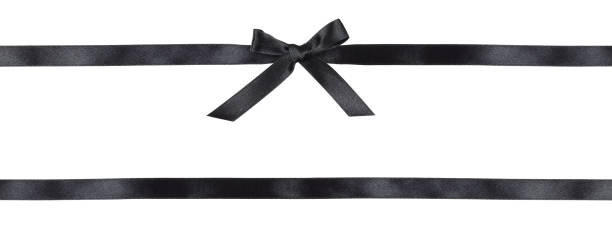 Black Satin Bow And Ribbon Stock Photo - Download Image Now - Black Color,  Ribbon - Sewing Item, Tied Bow - iStock