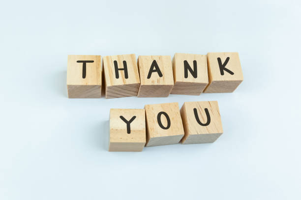 Thank you word made with building blocks on white