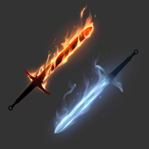 Magic Swords In Fire And Ice Stock Illustration - Download Image Now - Sword,  Fire - Natural Phenomenon, Flame - iStock