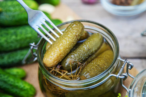 preservation of fresh house cucumbers. Selective focus.