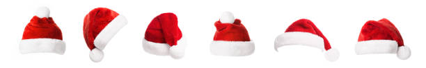 istock Collage of Santa Claus hat isolated on white background 1287855609