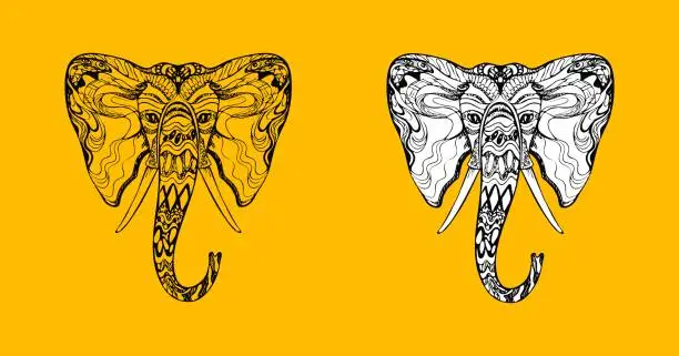 Vector illustration of Elephant head in  style