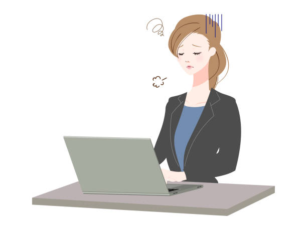 Business woman using a personal computer Illustration of a business woman using a personal computer sighing stock illustrations