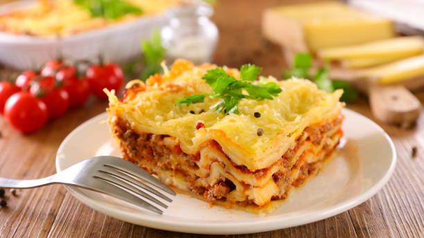 istock lasagne with minced beef,  tomato sauce and cheese 1287865944
