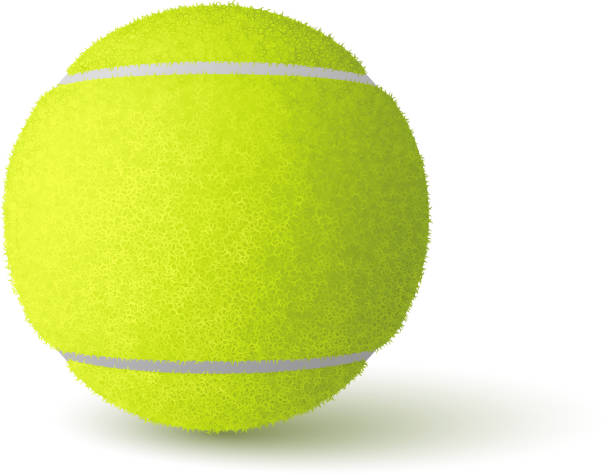흰색 배경에 격리 된 벡터 사실테니스 공 - tennis tennis ball sphere ball stock illustrations